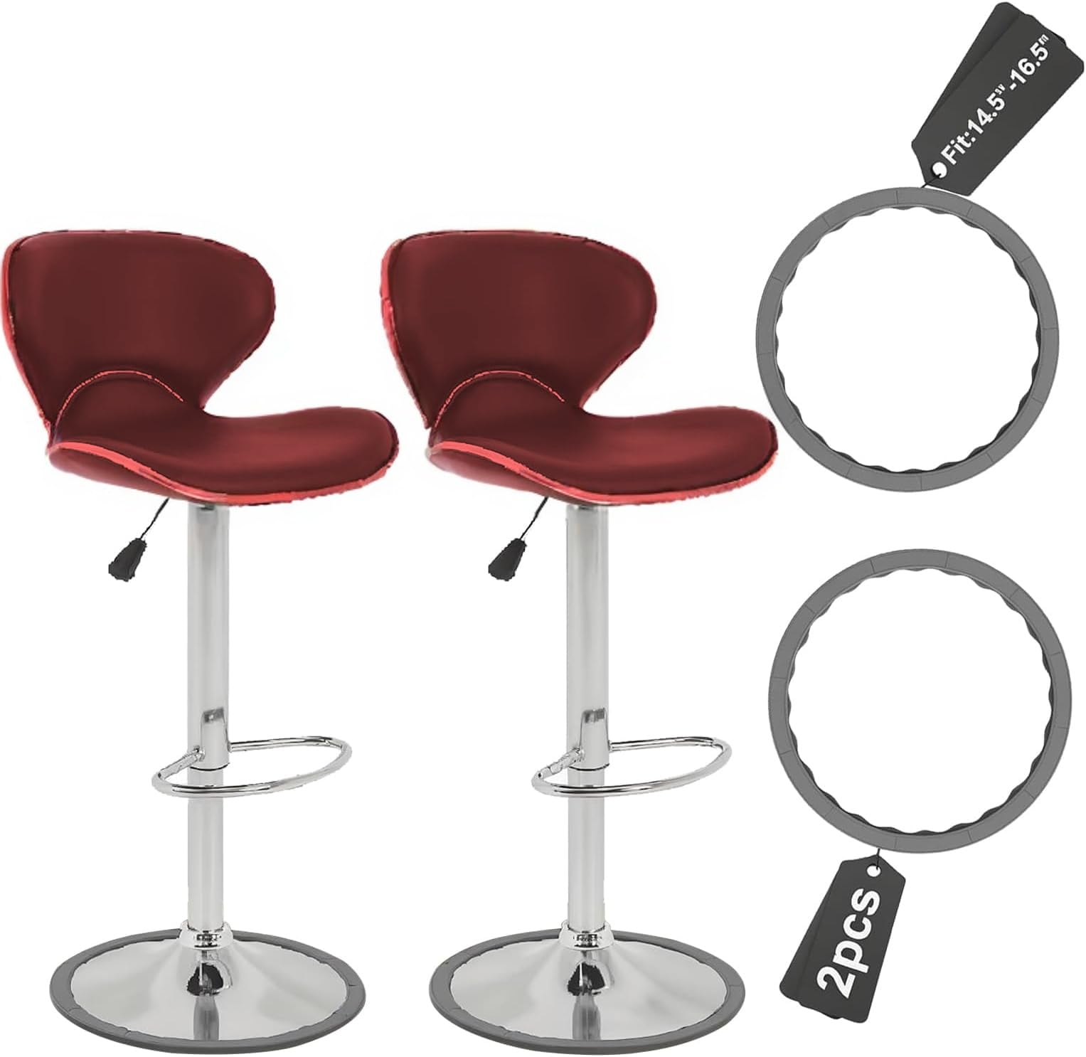 Amazleer 2 Pcs Anti-Slip Bar Stool Leg Protectors Ring, Silicone Chair Leg Floor Protectors, No Scratches & No Noise for 14.5"-16.5" Round Base Stools (Gray, 14.5" - 16.5")