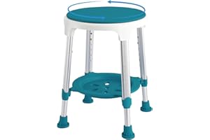 KSITEX Shower Stool Chair for Inside Shower, Upgrade Small Corner Plastic Stool for Seniors Adult, 360° Swivel Shower Stool S