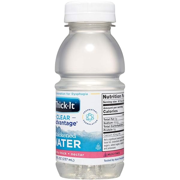 THICK-IT CLEAR ADVANTAGE MILDY THICK WATER, NECTAR CONSISTENCY, READY-TO-DRINK, DIGESTIBLE SWALLOWING AID, HYDRATION ON THE GO, CONVENIENT & READY-TO-USE, NO MIXING NEEDED, 8 OZ BOTTLE