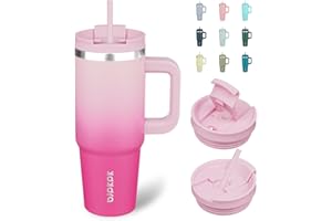 BJPKPK 30oz Stainless Steel Insulated Tumbler With Handle And Lid Straw Travel Coffee Mug Thermal Cup,Cherry Blossom