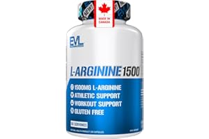 Evlution Nutrition 1500mg L-Arginine Capsules - High Strength L Arginine Supplement for Enhanced Nitric Oxide Production plus