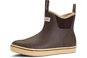 SUREWAY Men's Ankle Fishing Deck Boots for Men-Waterproof,Professional Non-Slip Soles for Wet Slippery Surface,Neoprene Rubber Rain Boot/Shoes for Hunting Boating Gardening