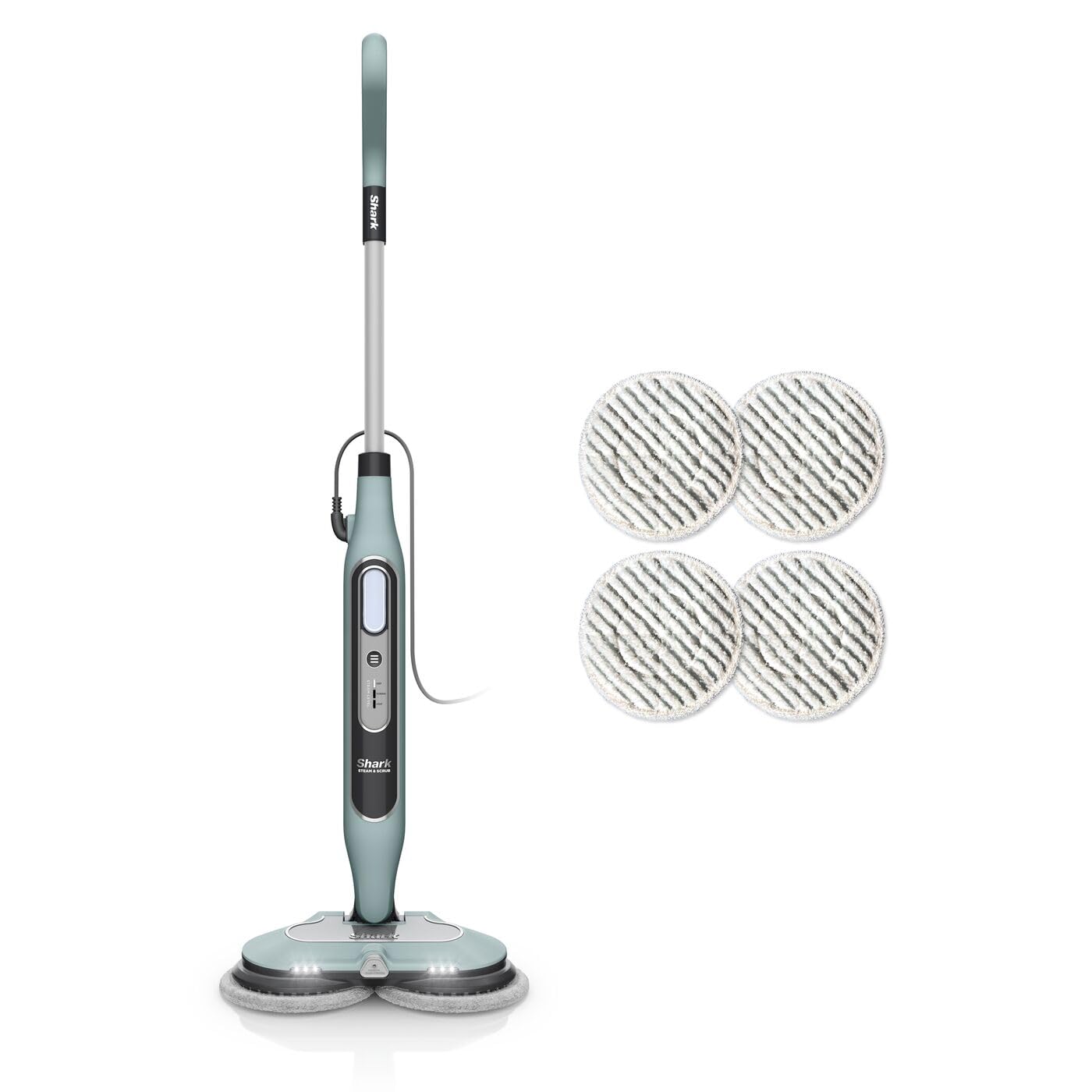 Shark Steam Mop, Automatic Steam and Scrub Steam Mop with Steam Blaster & 6 Dirt Grip Pads, 3 Steam Settings, Stain & Dirt Removal, For all Sealed Hard Floors, 8m Cord, Sage Green, S8201UKCP