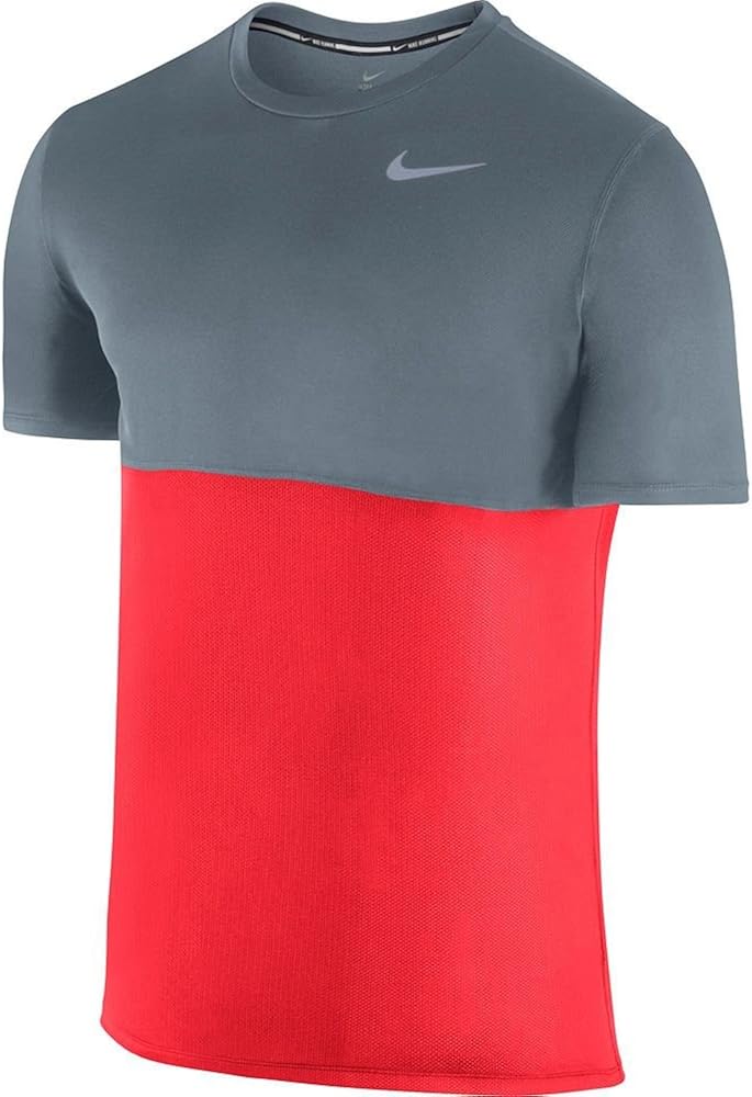 Nike Men's Dri-Fit Racer Short Sleeve Running Shirt-Bright Crimson, XL : Amazon.co.uk: Sports 