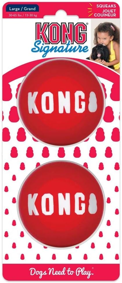 KONG Signature Balls for Dogs Durable Fetch Toy, 2-Pack, Large, Red - Image 4