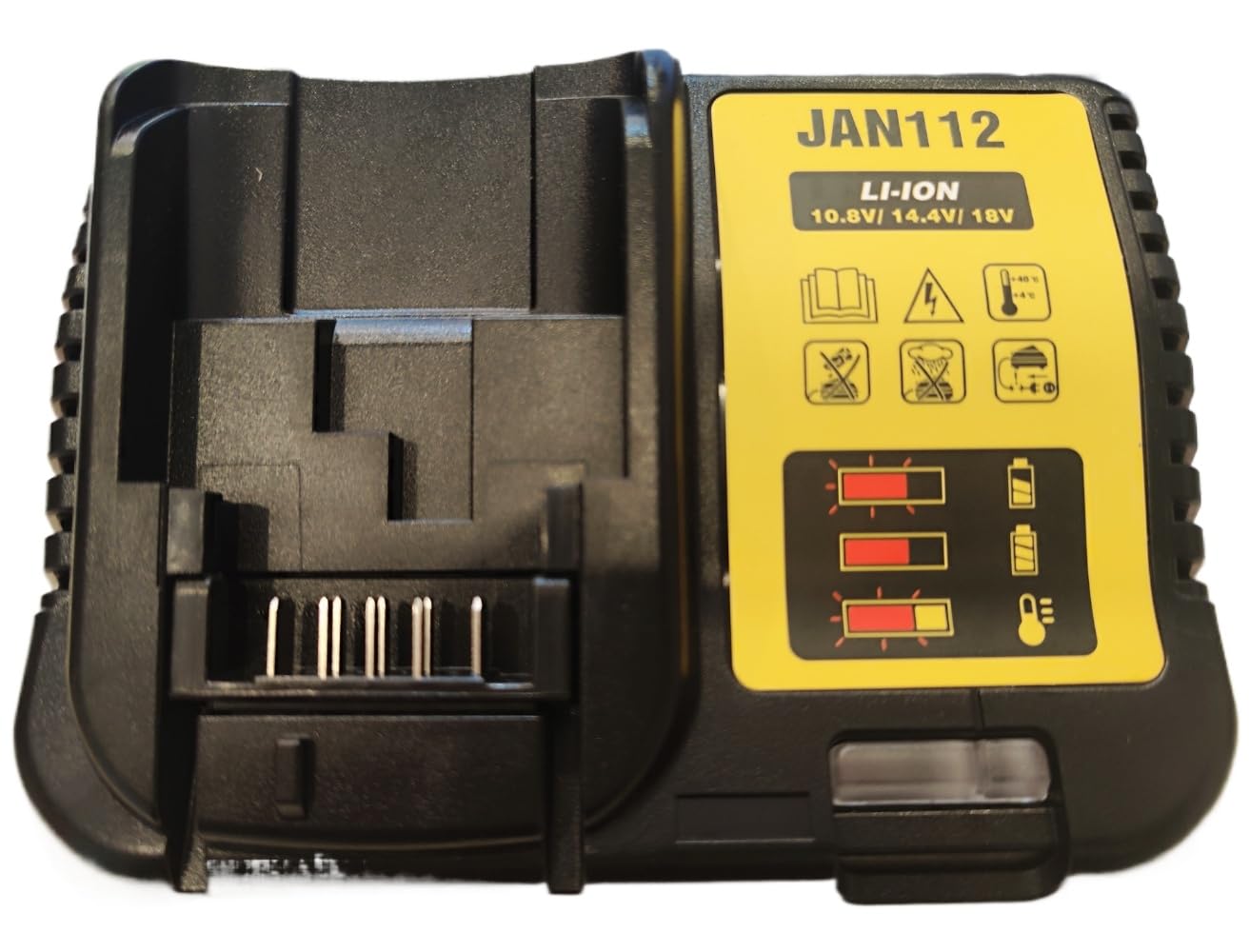JANRI JAN112 10.8V 12V 18V 20V MAX Power Tool Li-Ion Battery Fast Charger Compatible with Dewalt XR Series Battery DCB200 201 204 205 181 182 183 184 etc, Compatible with DCB112, 110V-260V UK Plug