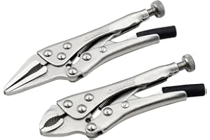 GRIP GRAND RAPIDS INDUSTRIAL PRODUCTS GRIP 2 pc Mini Locking Pliers - Heat Treated Steel - Nickel Plated - Locking Plier/Long Nose Locking Plier - Intricate Repairs - Home, Garage, Workshop