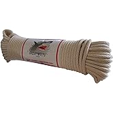 GREAT WHITE Sash Cord #8 100ft. Hank Natural White, 1/4" x 100', Made in USA, Cotton, Tie Down, Camping, Rigging, Crafts, Theatre, Window Replacement, Entertainment Grade, Rope,DIY &amp; Home Improvement