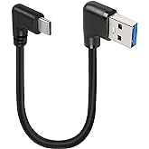 GELRHONR 90 Degree Short USB A to USB C Cable,18W Fast Charging Type C,25cm | 5Gbps USB3.0 Data Sync,Right Angle L-Shape No Block for Gaming &amp; Videos,Portable for Office Home Car,Fits USB-A Chargers