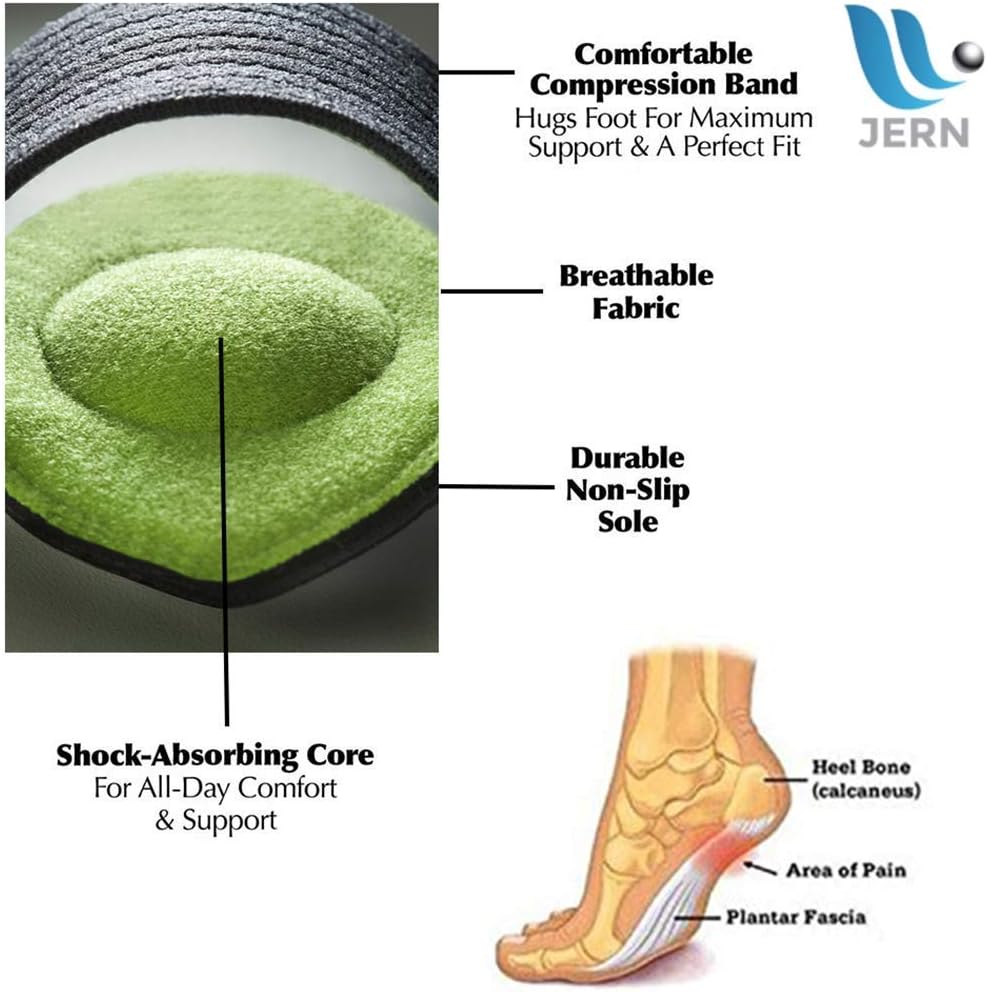 Arch Support Compression Plantar Fasciitis Extra Thick Cushioned Arch Support Sleeves for Men and Women by JERN - Flat Feet Pain Relief, Achy Foot Support Insoles, Fallen Arches, Heel Spur (1 Pair): Health & Personal Care