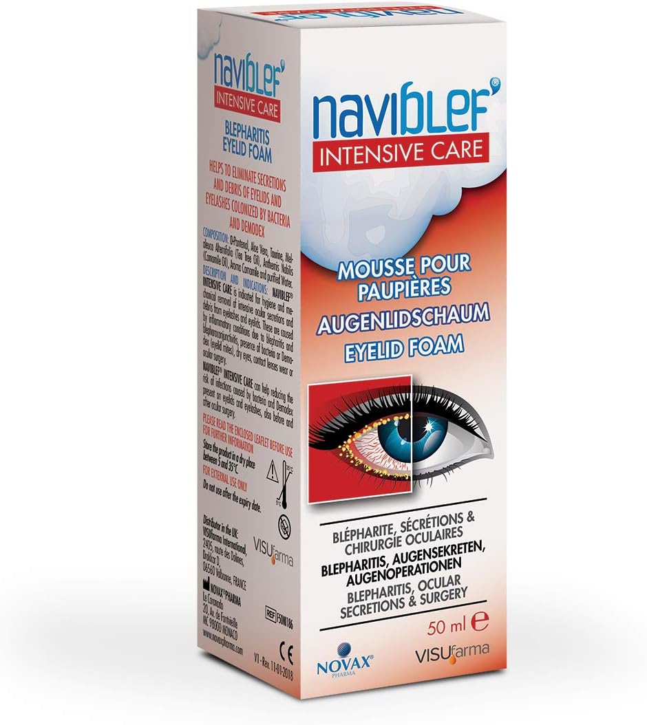Novax Naviblef Intensive Care, 1.0% Tea Tree Oil for Blepharitis Blepharoconjunctivitis, Dry Eyes, 7-14 Day Treatment