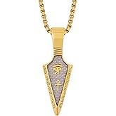 HAQUIL Arrowhead Necklace, Stainless Steel Eye of Horus Ankh Hieroglyphic Arrowhead Pendant, Box Chain, Egyptian Jewelry Gifts
