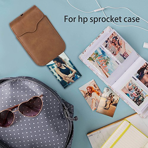 Portable Case for HP Sprocket Portable Photo Printer， PU Leather，Shockproof，a Keychain and a Rope for Carrying Your HP Sprocket Portable Photo Printer and Paper Bag,Brown - Thumbnail 6