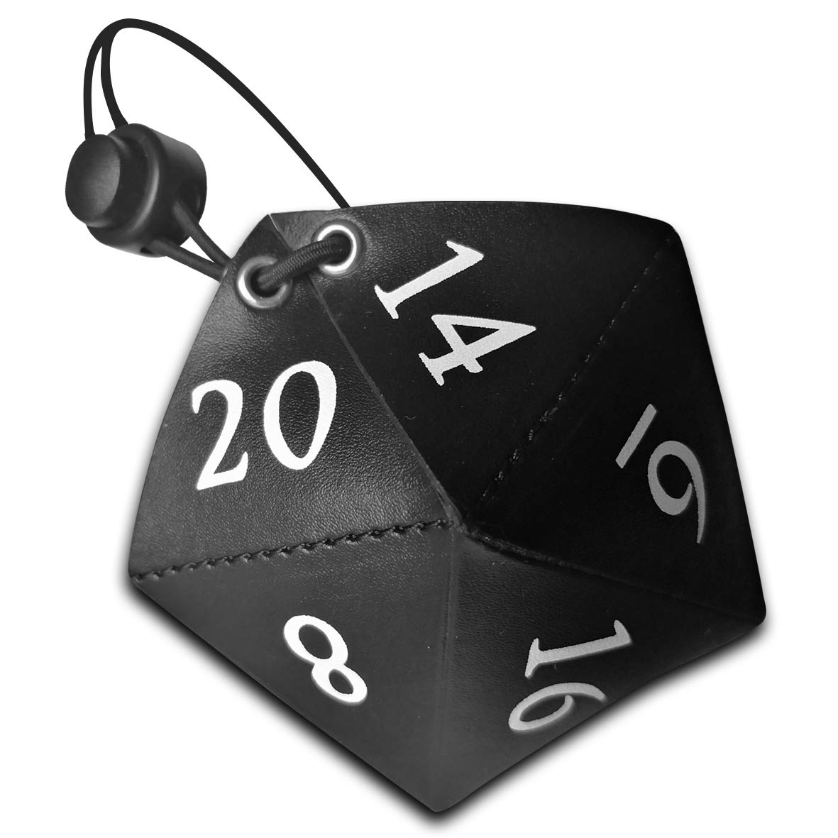 D20 BAG | Role-playing Dice Shaped Bag for RPG dice | POLYSKIN leather with DRAWSTRING and CLOSURE (Black)