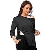 Fleece Lined Post Surgery Shirt for Women Tear Away 3/4 Sleeve Adaptive Clothing for Rotator Cuff Recovery Shirt with Pockets