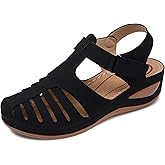SHIBEVER Women's Wedge Sandals Summer: Closed Toe Sandals for Women Platform Dressy Wedge Size 5-11