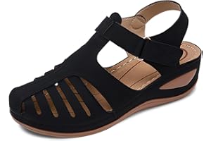 SHIBEVER Women's Wedge Sandals Summer: Closed Toe Sandals for Women Platform Dressy Wedge Size 5-11