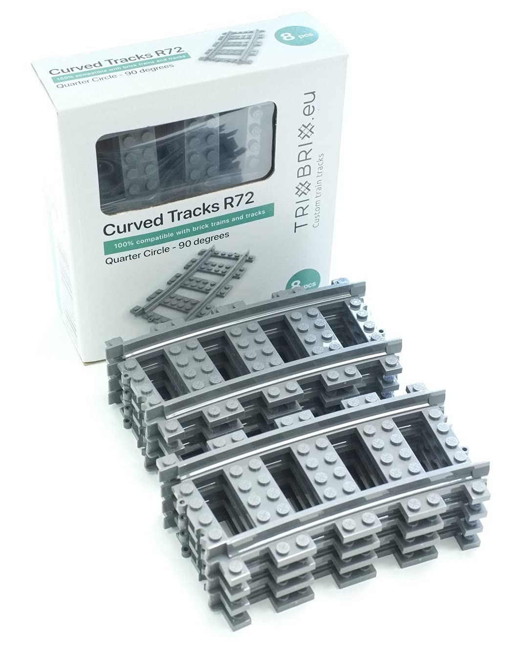 Trixbrix.eu Curved Tracks R72 Compatible with Lego City Train Sets 60197 60198 10277 60205 60238