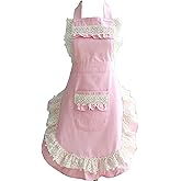 Hyzrz Lovely Home Work Adjustable Apron Cake Kitchen Cooking Women Girls Aprons With Pocket for Gift, Pink