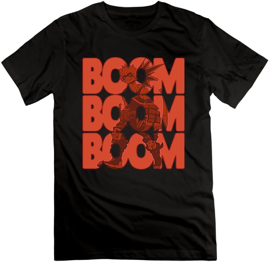 HEXUN Men's Boom Boom Boom Bakugou Katsuki T Shi Fashion Funny T-Shirt