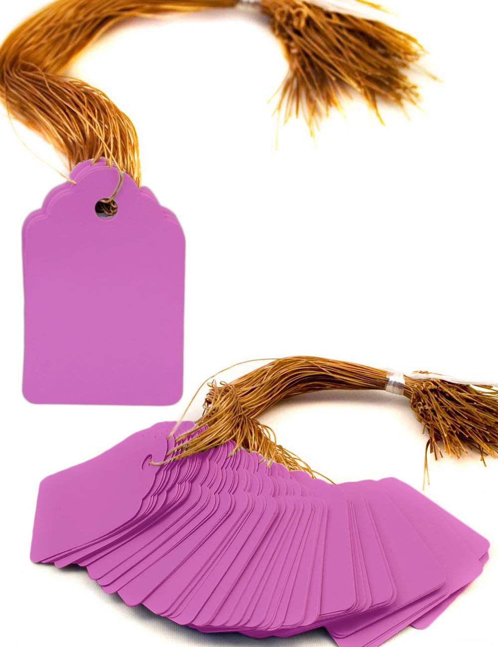 HomeTools.eu® 100 x Plant Pendants with String, Garden Markers for Labelling Plants Shrubs, Weatherproof Plastic 3.5 x 2.5 cm Pink