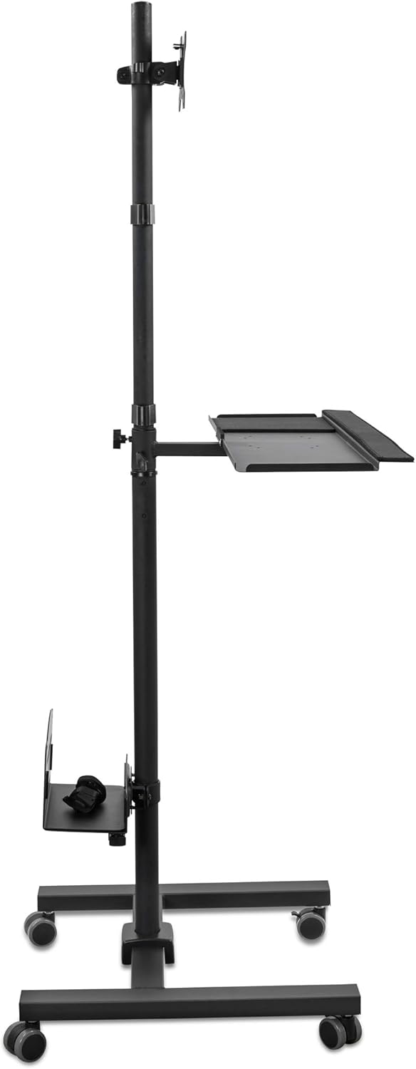 Mount-It! Rolling Computer Cart, Mobile Workstation with Tray Monitor Mount and CPU Holder, Height Adjustable and Mobile Stand for Office and Industrial Use : Office Products