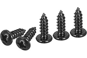 DTGN #6x3/8 Black Screws - 50Pack - 304 Stainless Steel Pan Head Phillips Sheet Metal Screw Self-Tapping Screw Wood Screws Screw