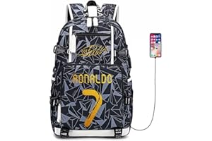 fanwenfeng Soccer Player Star Cristiano Ronaldo Multifunction Backpack CR7 Travel Student Football Fans Bookbag for Men Women (Style 7)