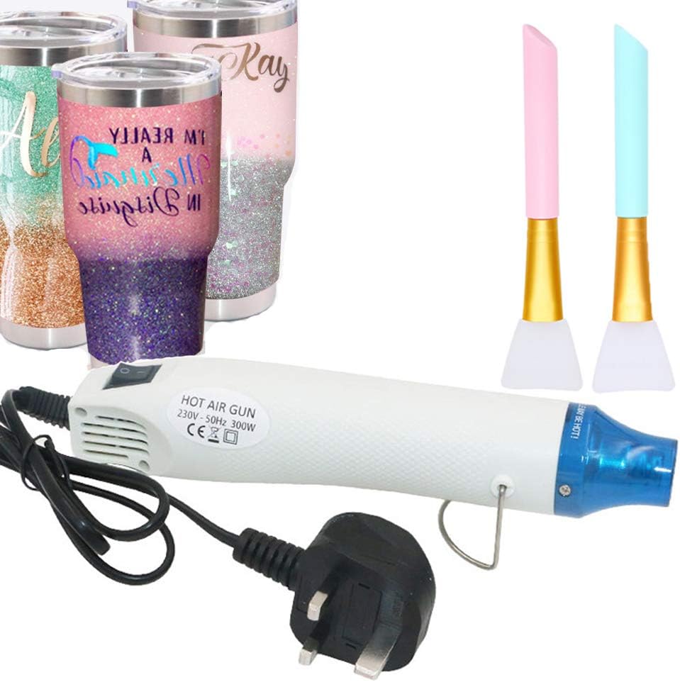 Bubble Buster Tool Heat Gun to Remove Air Bubbles + 2 PCS Magic Epoxy Brushes Sticks for Making Epoxy Glitter Tumbler, Specially-Designed Kits Tools for DIY Acrylic Resin Cups Tumblers
