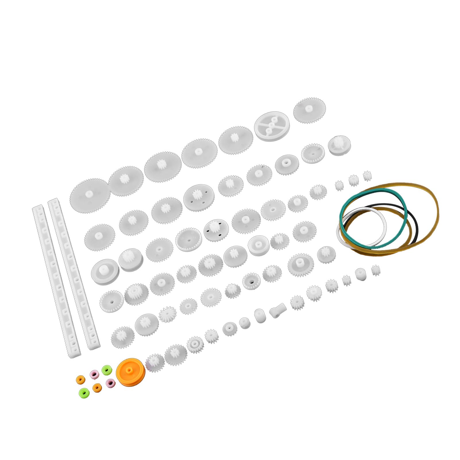 Fafeicy Plastic Robot Gear Kit Plastic Gears Motor Gear Pulley Motor Gear Toy Building Sets for Car Robot Model Making (75 kinds Gear kit)