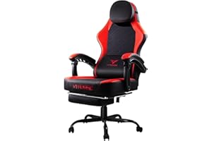 VITESSE Ergonomic Video Gaming Chair for Adults, 400 lbs PC Computer Chair, Racing Office Chair, Silla Gamer Height Adjustable Swivel Chair with Lumbar Vibration Support and Headrest（Red）