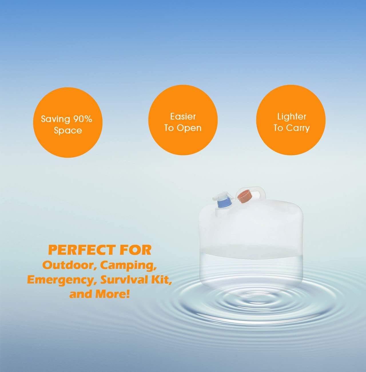 HUILE Collapsible Water Container with Spigot,1X5.3Gal+1X2.6Gal+1X1.3Gal,Camping Water Storage carrier Jug Water tank for Outdoors Hiking Hurricane Emergency,Fold-able Portable Canteen: Home Improvement