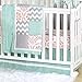 Mint, Coral and Grey Patchwork 3 Piece Baby Crib Bedding Set by The Peanut Shell