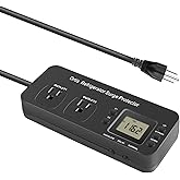 Refrigerator Surge Protector, Ortis Double Outlet Electronic Surge Protector for Home Appliances with Time Delay & Real-Time Electricity Usage Monitor, Protects All Voltage Abnormalities
