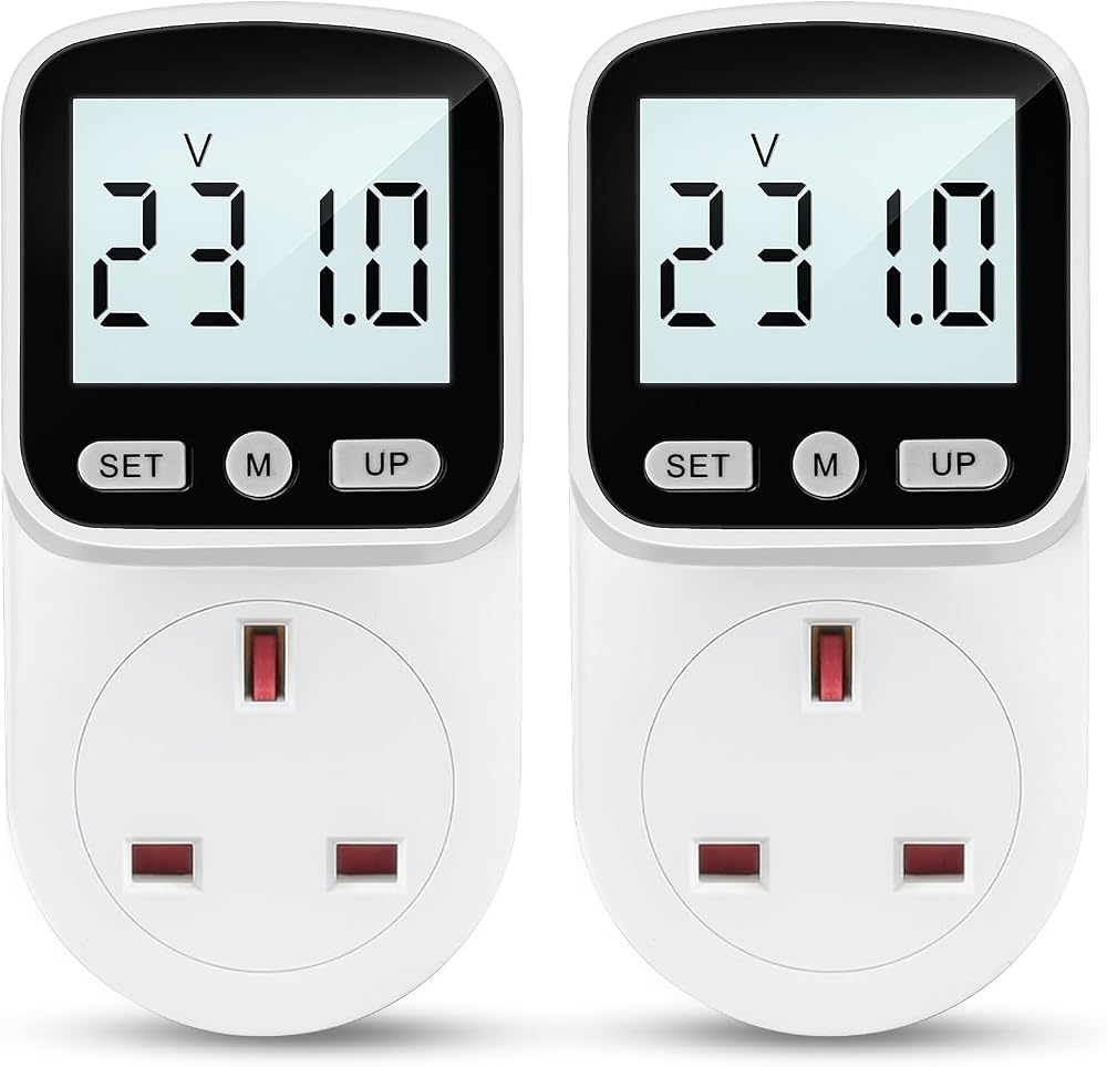 MECHEER Power Meter Plug 8 Modes UK Socket Energy Monitor White Backlight Large