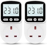 MECHEER Power Meter Plug 8 Modes UK Socket Energy Monitor White Backlight Large