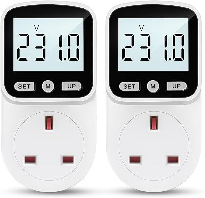 MECHEER Power Meter Plug 8 Modes UK Socket Energy Monitor White Backlight Large