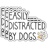 (3pcs) Easily Distracted by Dogs Sticker Funny Sayings Quotes Humorous Vinyl Decal for Tumbler Laptop Kindle Water Bottles Books Phone Gift for Dogs Lovers - Size 3x2.5