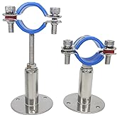 Stainless Steel Adjustable Pipe Clamp Bracket - Wall/Ceiling Mount Support for 1-Inch (32mm) Pipe, Heavy-Duty Rustproof Brack