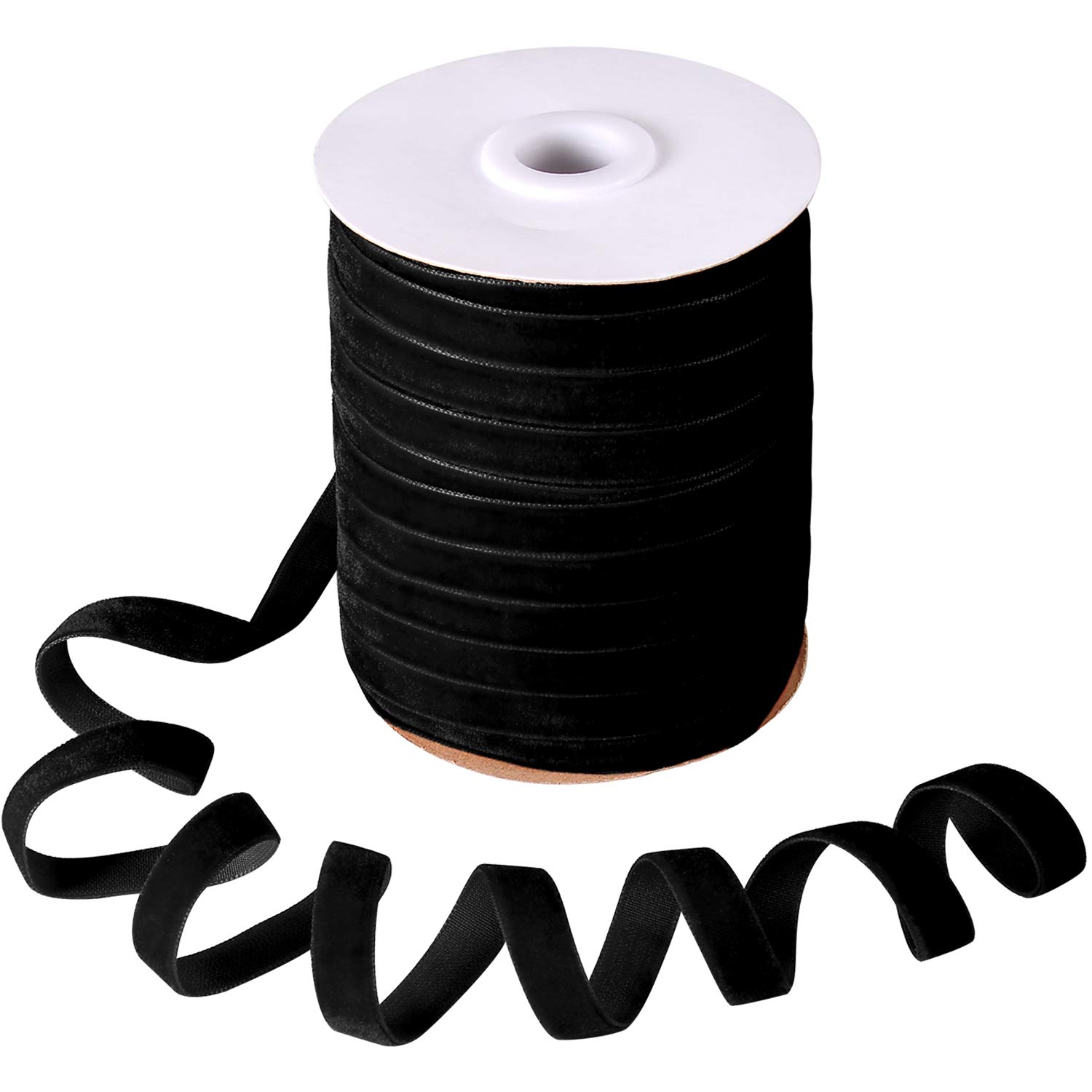 Lezevn 50 Yards Vintage Velvet Ribbon Crushed Velvet Ribbon for Wedding Décor Choker Necklace Gift Package Wrapping (Black, 1")