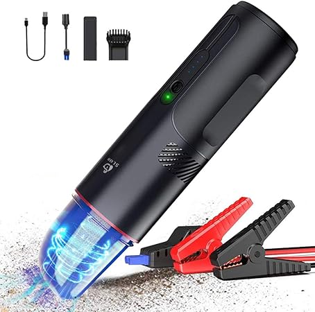 Amazon ジャンプスターター 12v 車用 エンジンスターター ハンディクリーナー モバイルバッテリー 1台多役 mahバッテリー 大容量 小型 充電式 車用掃除機 家庭用 カークリーナー 緊急起動電源 10aピーク電流 Pse認証 ジャンプスターター 車 バイク