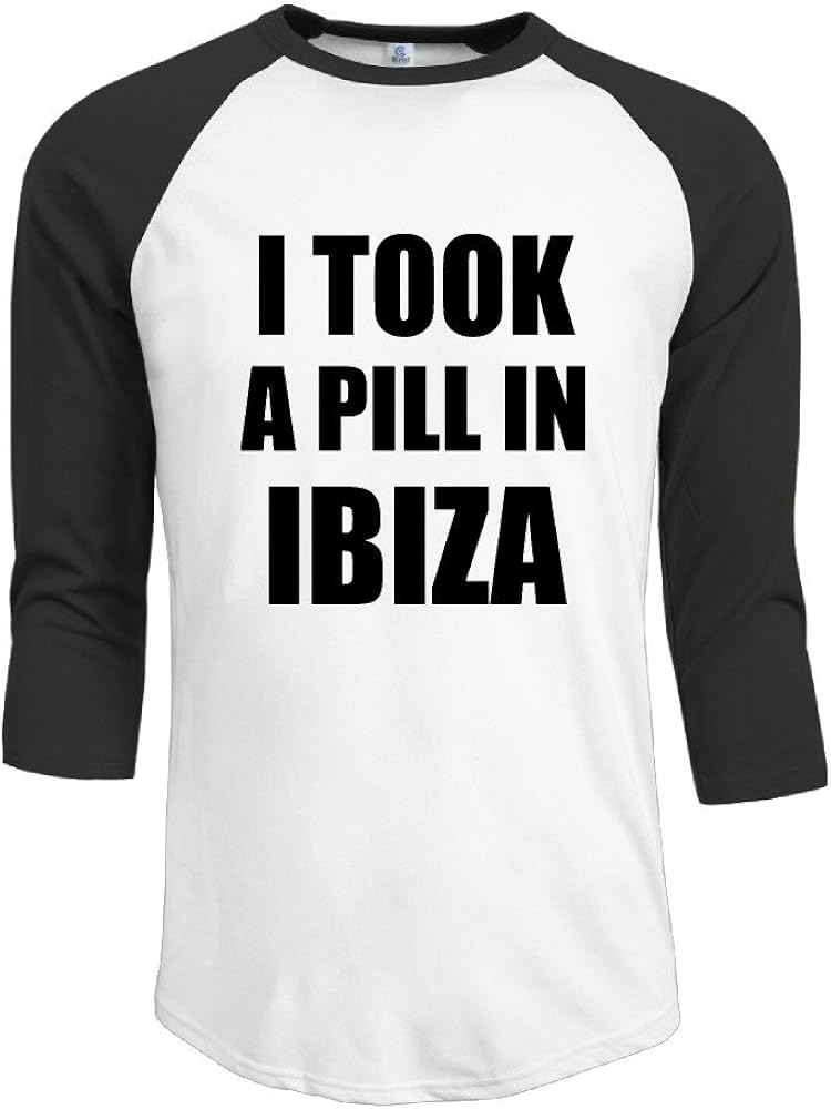 Men's Casual I Took A Pill In Ibiza 3/4 Sleeve Tees Black