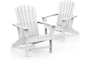 GREENVINES Adirondack Chairs Set of 2 | HDPE Plastic | Oversized Fire Pit Chair | All Weather | White | Poly Lumber | for Outdoor Deck Backyard Patio Garden