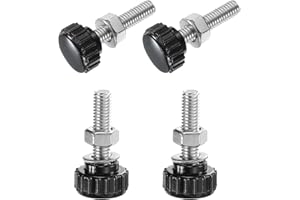 uxcell 4 Sets Knurled Knobs Thumb Screws with Nuts Washers, Metric M6 x 25mm Male Thread 18mm Plastic Head, 304 Stainless Ste