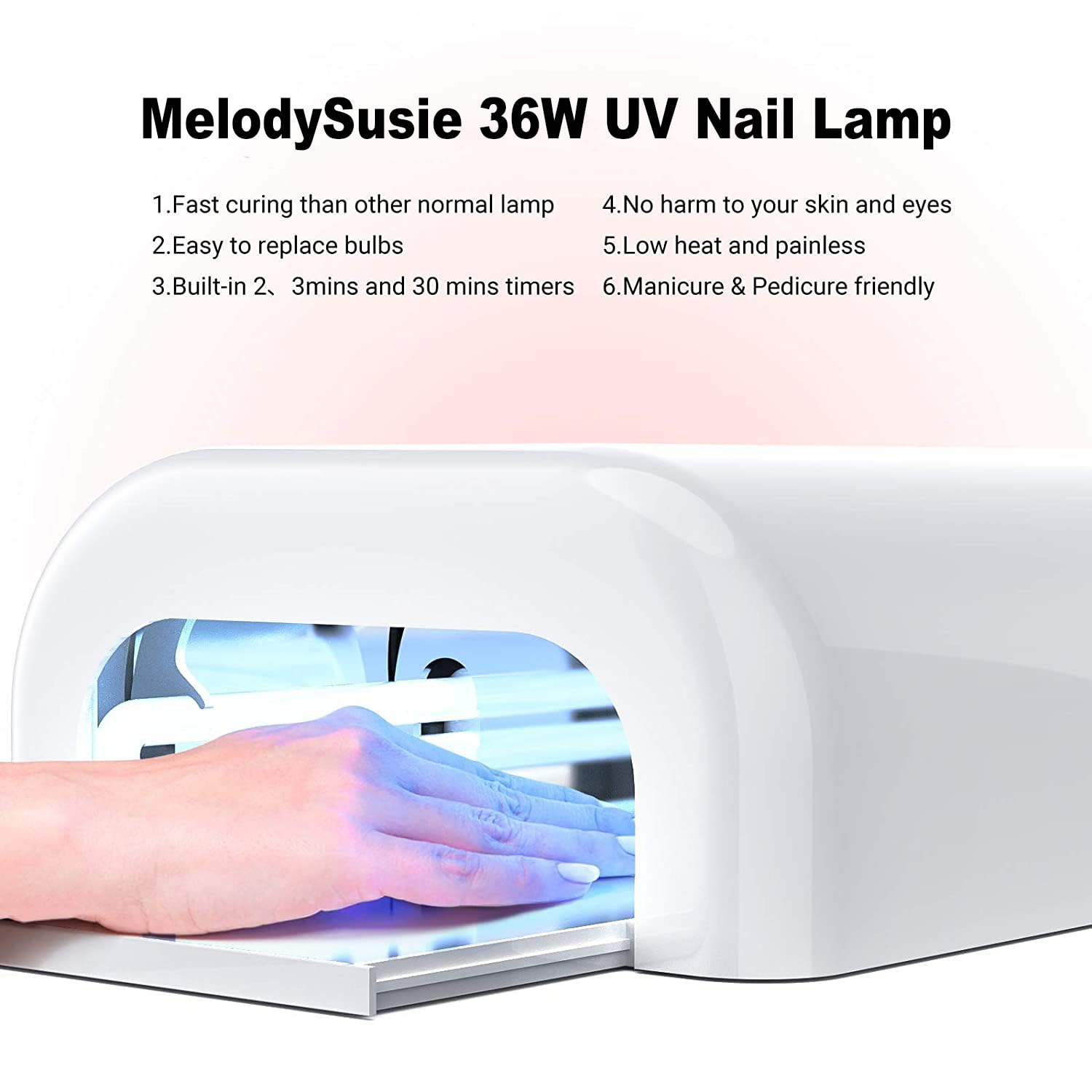 MelodySusie 36W Nail Lamp for 3D Printer UV Resin, Pro04 Professional Gel Nail Polish Curing Lamp with 3 Timer Setting, Sliding Tray for Manicure Pedicure,Great for Resin,White