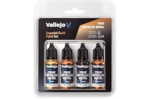 Vallejo - Imperial Gold Paint Set | True Metallic Metal TMM | Acrylic Colors for Painting Metal Effects on Fantasy, Historica