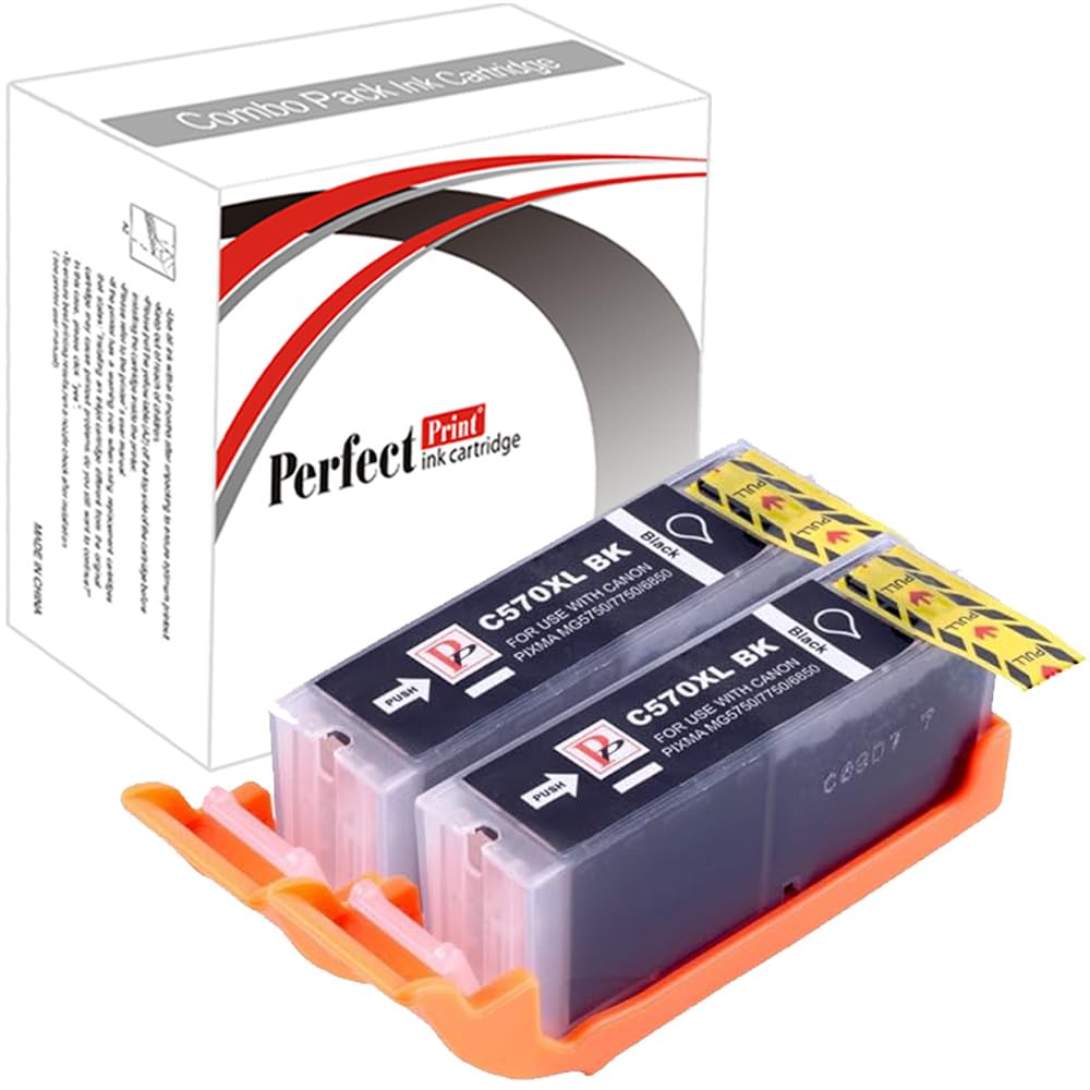 PerfectPrint Compatible Ink Cartridge Replacement for Canon PIXMA MG5750 MG6850 MG5751 MG6851 MG5753 MG5752 MG6852 MG6853 MG5700 MG6800 TS6050 TS6052 TS6051 TS5050 TS5055 TS5053 TS5051 (BK, 2-Pack)