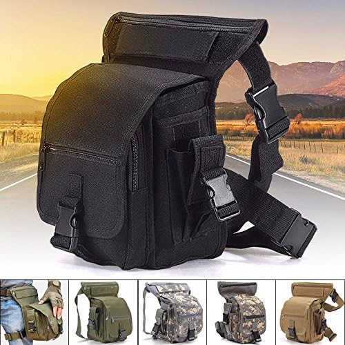 Multi-purpose Drop Leg Bag,Military Tactical Canvas Waist Pack,Racing Tactical pockets,Utility Pouch Bag,Thigh Tactical Bag-waterproof,durable and anti-tear-for Outdoor by CAMTOA (Black (new))