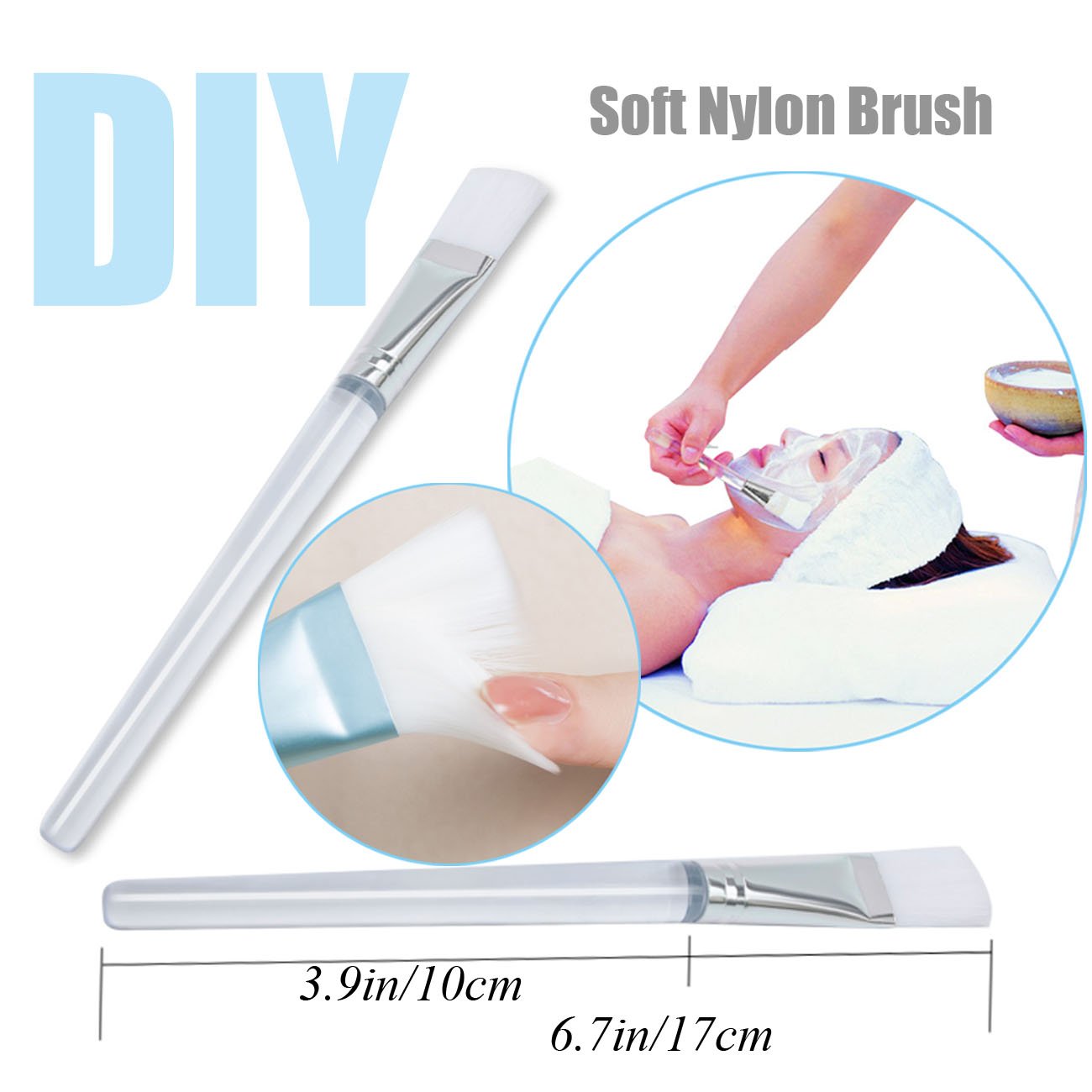 Keycute Facial Mask Brush For Home DIY Face Mud Mask Mixing Comestic Skin Care Silicone Brush applicator Set With Kitty Pink Headband 4 Pack