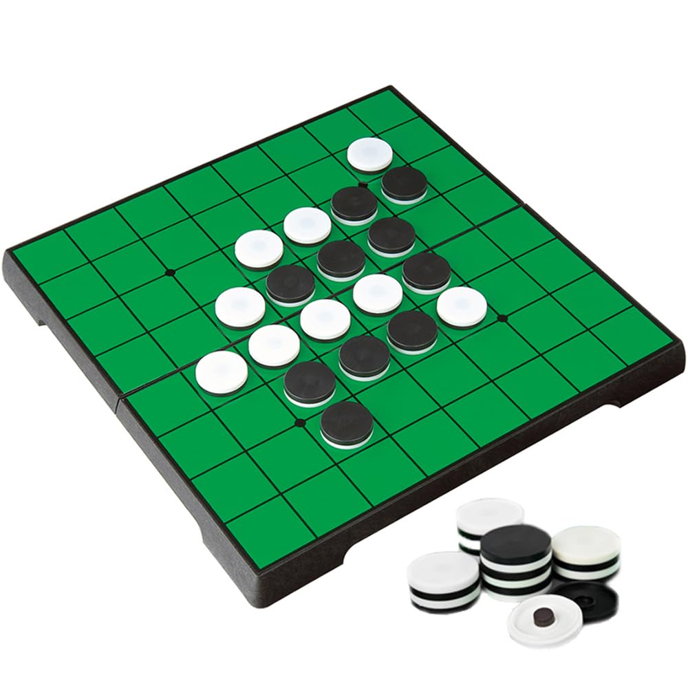 KOKOSUN Reversi Board Game Set, Magnetic Folding Classic Strategy Travel Game for Kids and Adults (Rounded Corner)